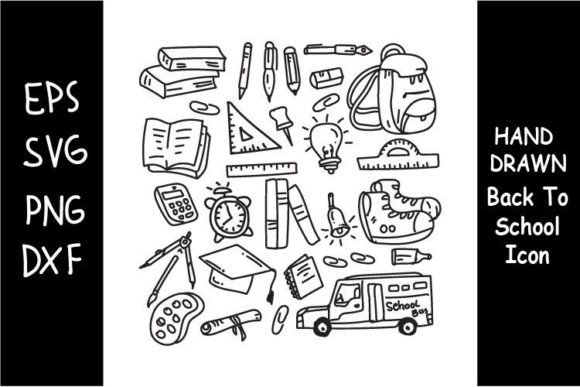 Back to School Icon Set Handrawn Illustr Graphics & Icons