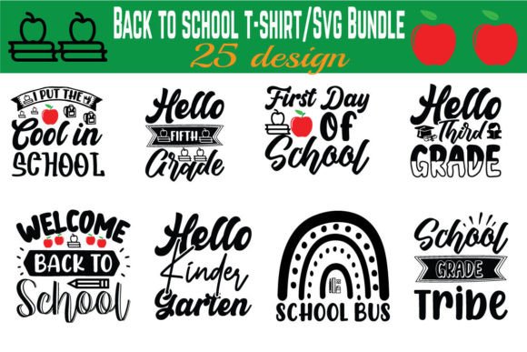 Back to School T-shirt Sublimation Bundle: Graphics for Crafts