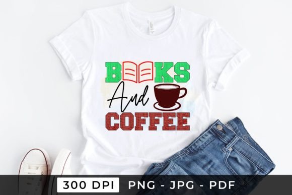 Books and Coffee PNG Graphics for Crafts