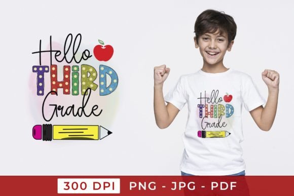 Hello Third Grade Back to School PNG Graphics